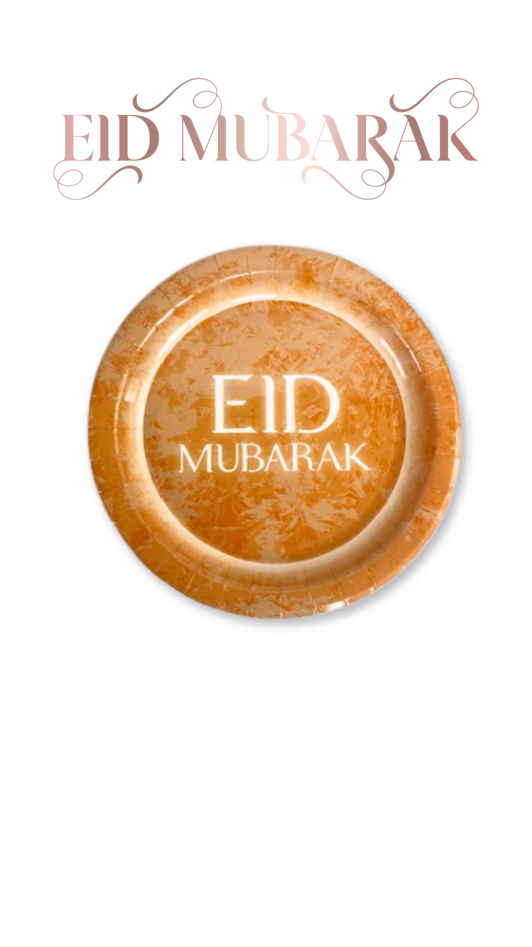 Lot de 10 assiettes marron clair "Eid Mubarak" – produit proposé sur Souk Dubaï