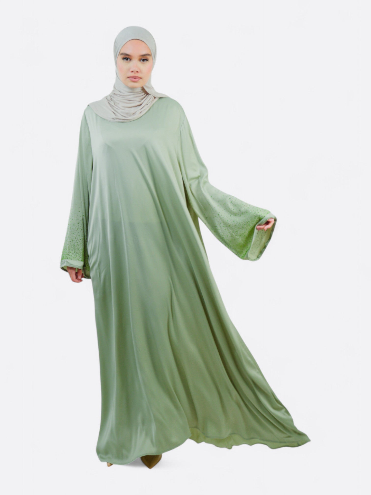 Robe longue orientale évasée avec éclat de strass