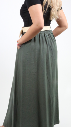 Long pleated jersey skirt