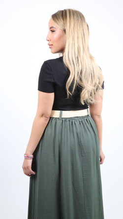 Long pleated jersey skirt