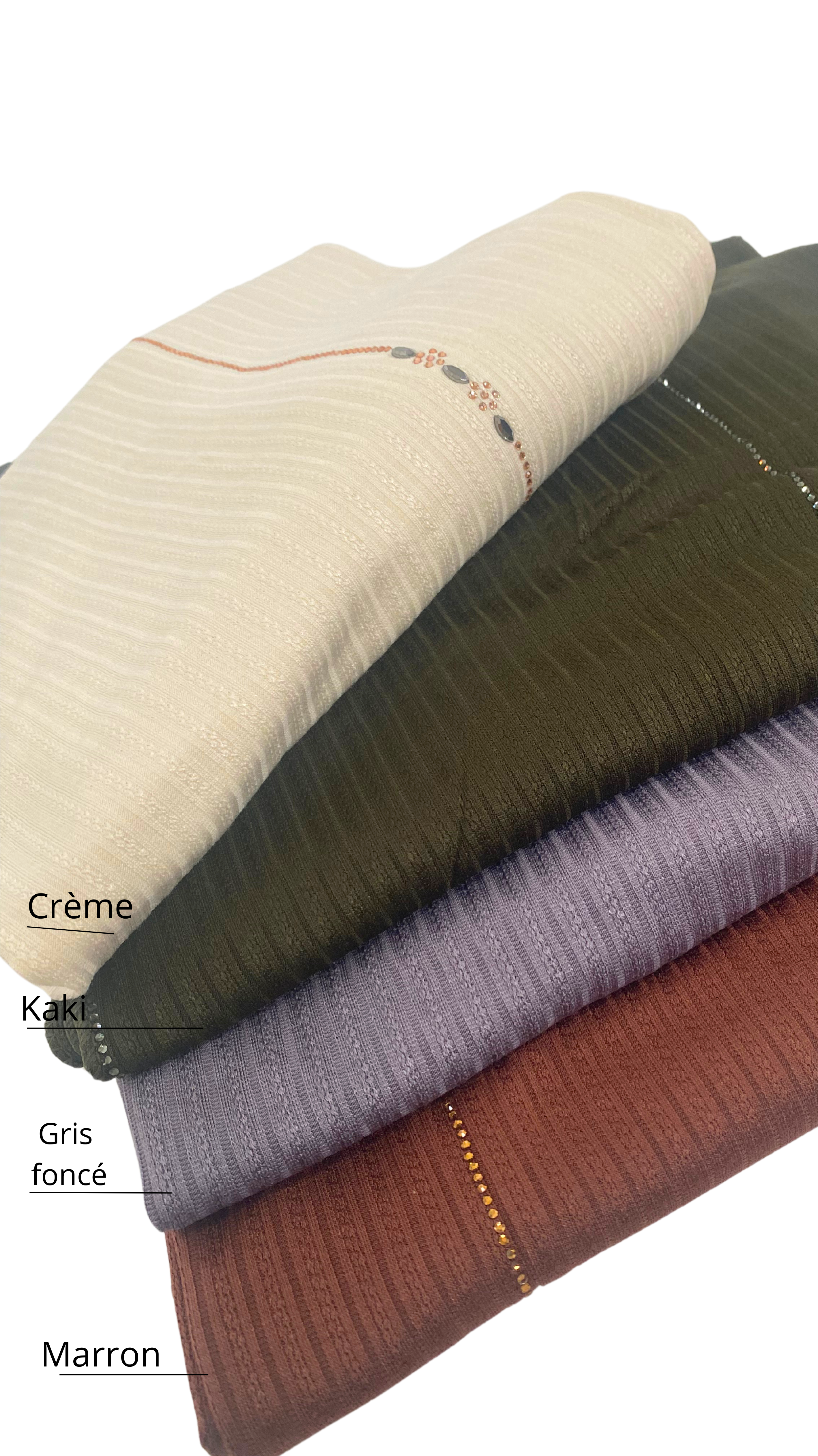 Hijab jersey rayure à strass