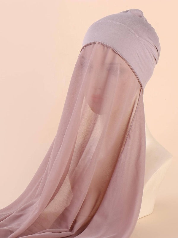 Hijab mousseline avec bonnet à nouer