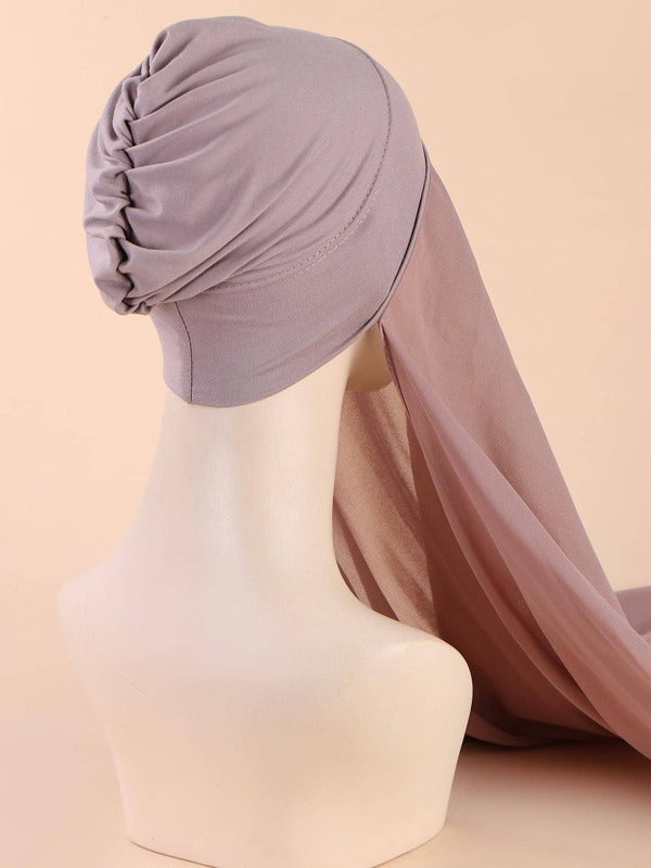 Hijab mousseline avec bonnet à nouer