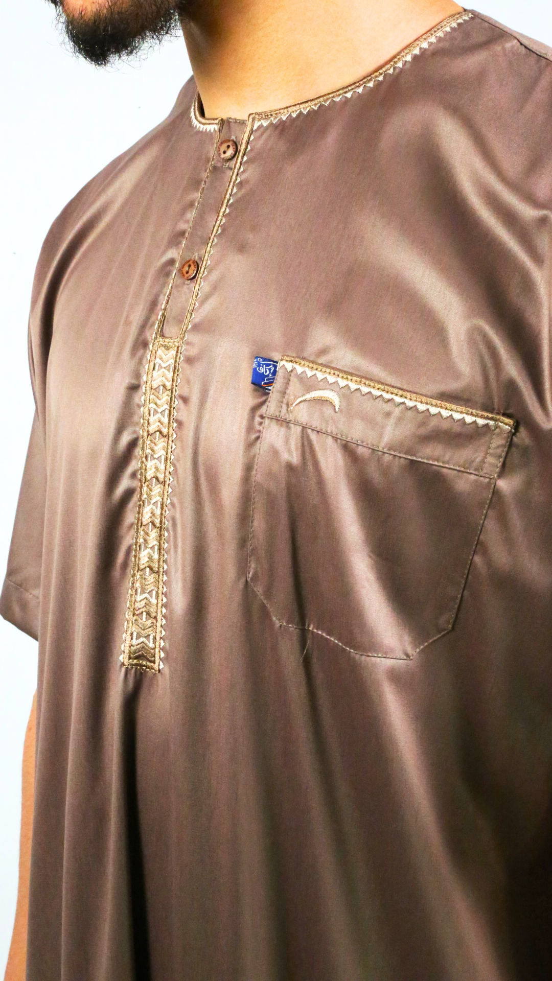 Qamis Ikaf satiné - manches courtes