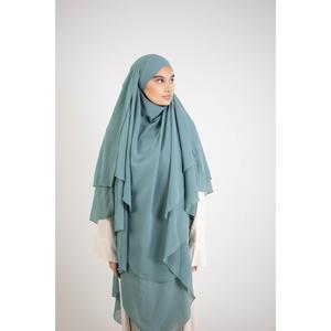 Khimar long et élégant mousseline 2 voiles