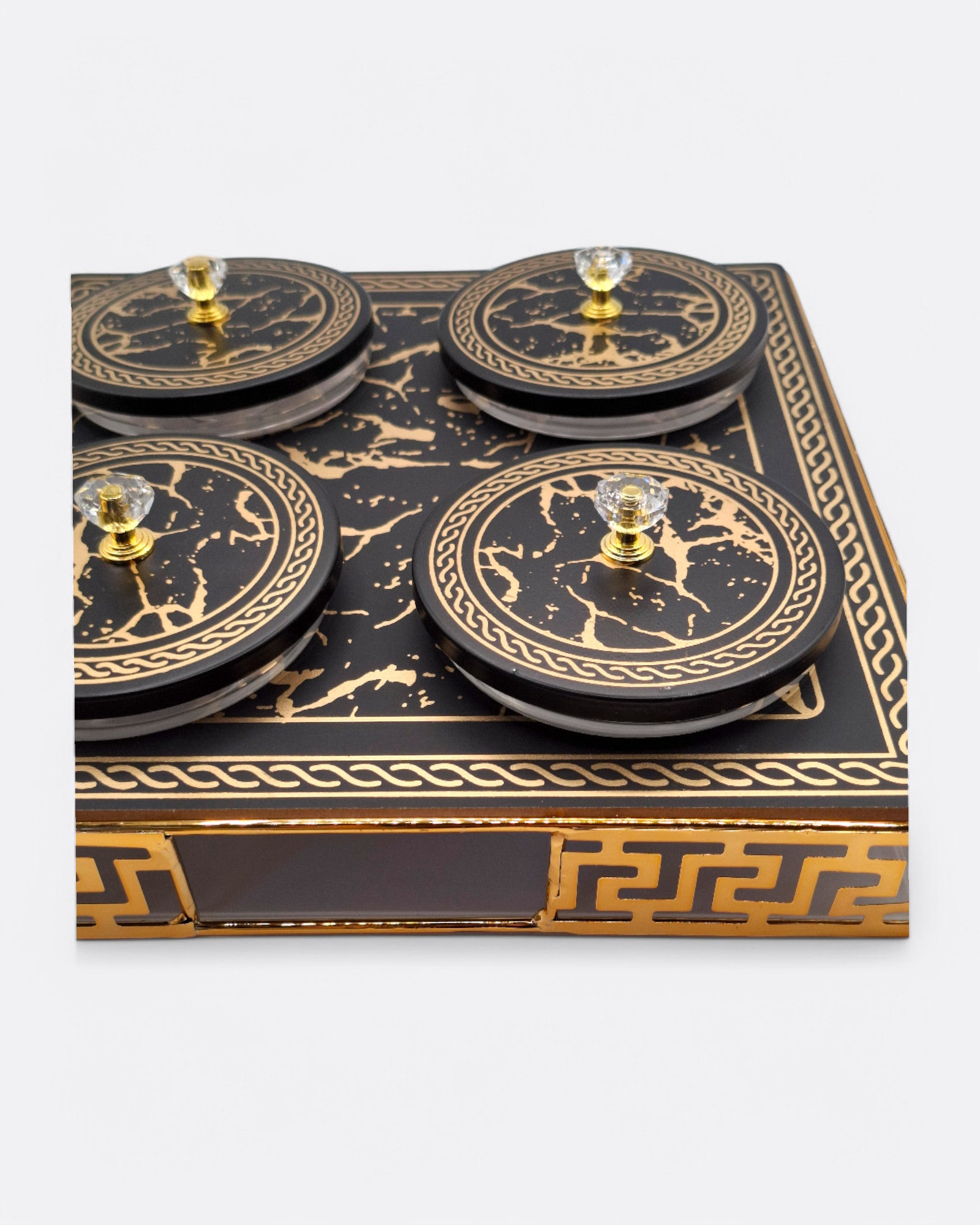 Plateau de service marbré 4 pots avec couvercles