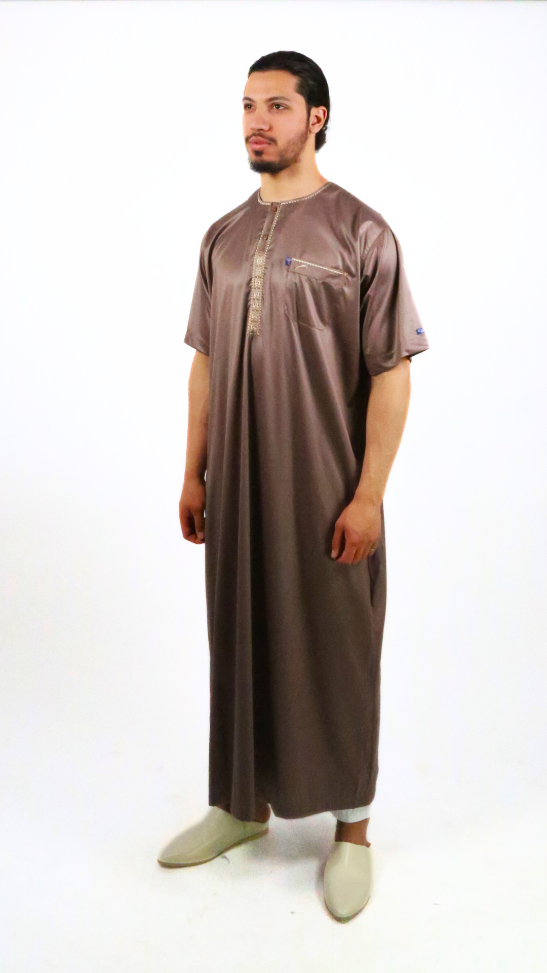 Qamis Ikaf satiné - manches courtes