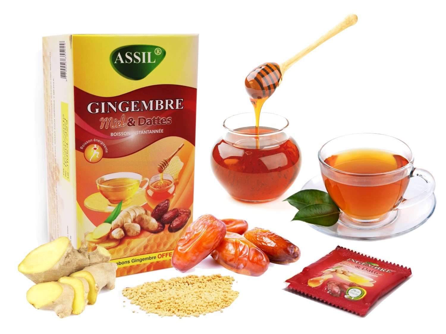 Tisane/boisson instantanée au Gingembre, Miel et Dattes – produit proposé sur Souk Dubaï