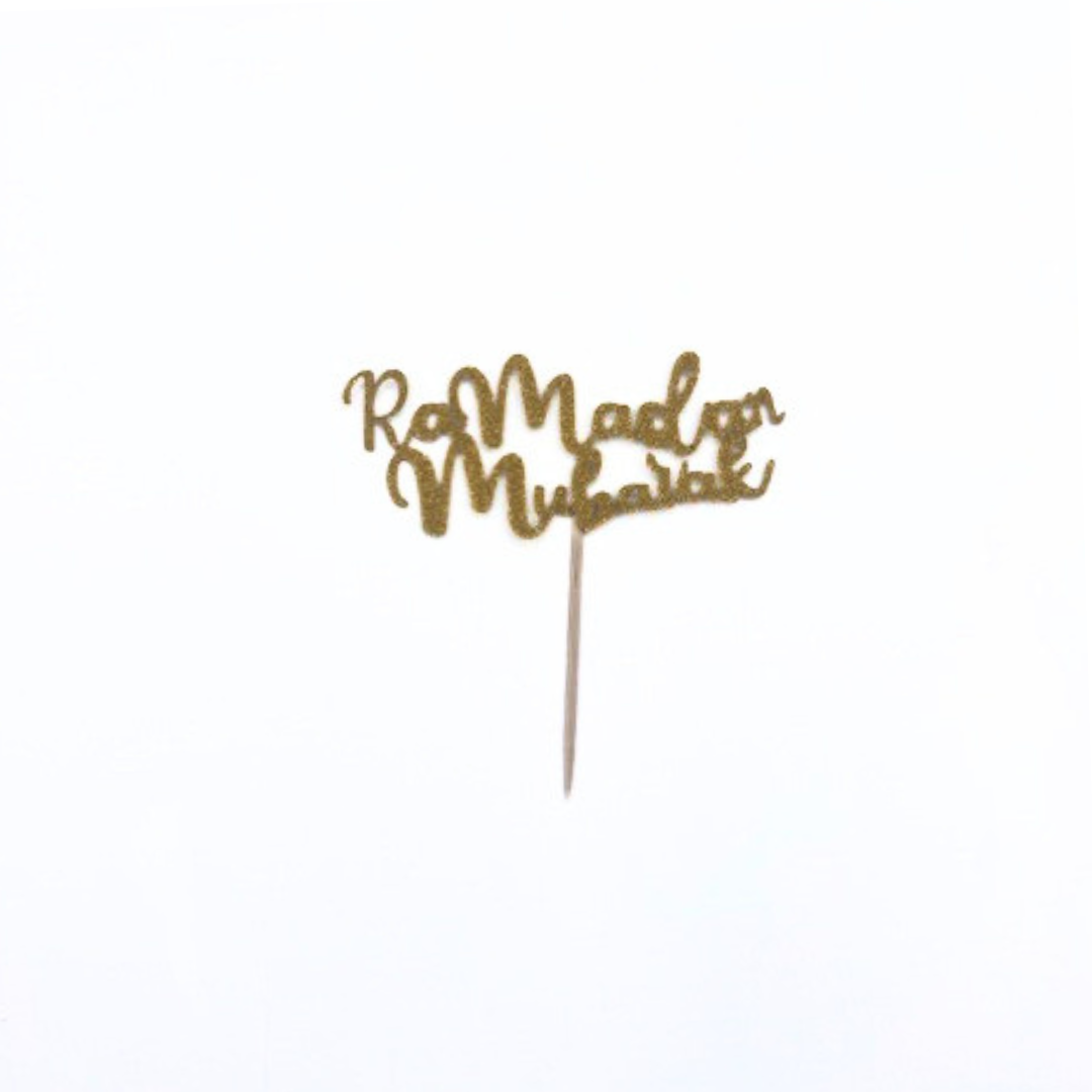 Lot de 6 petits cake topper brillant "Ramadan Mubarak"