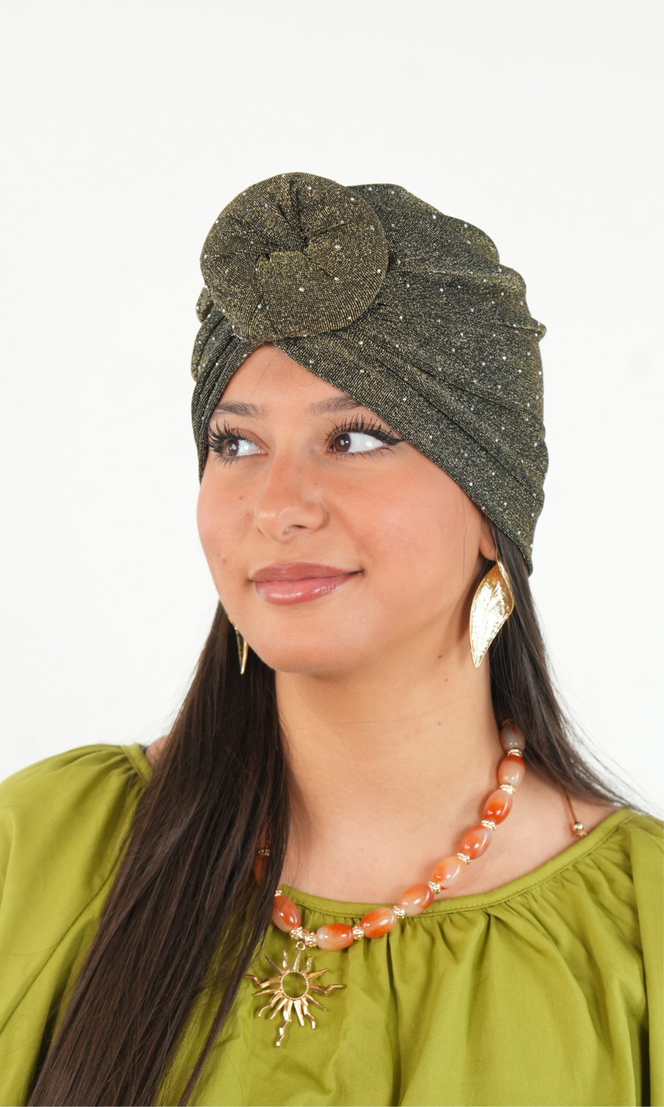 Bonnet style turban pailleté