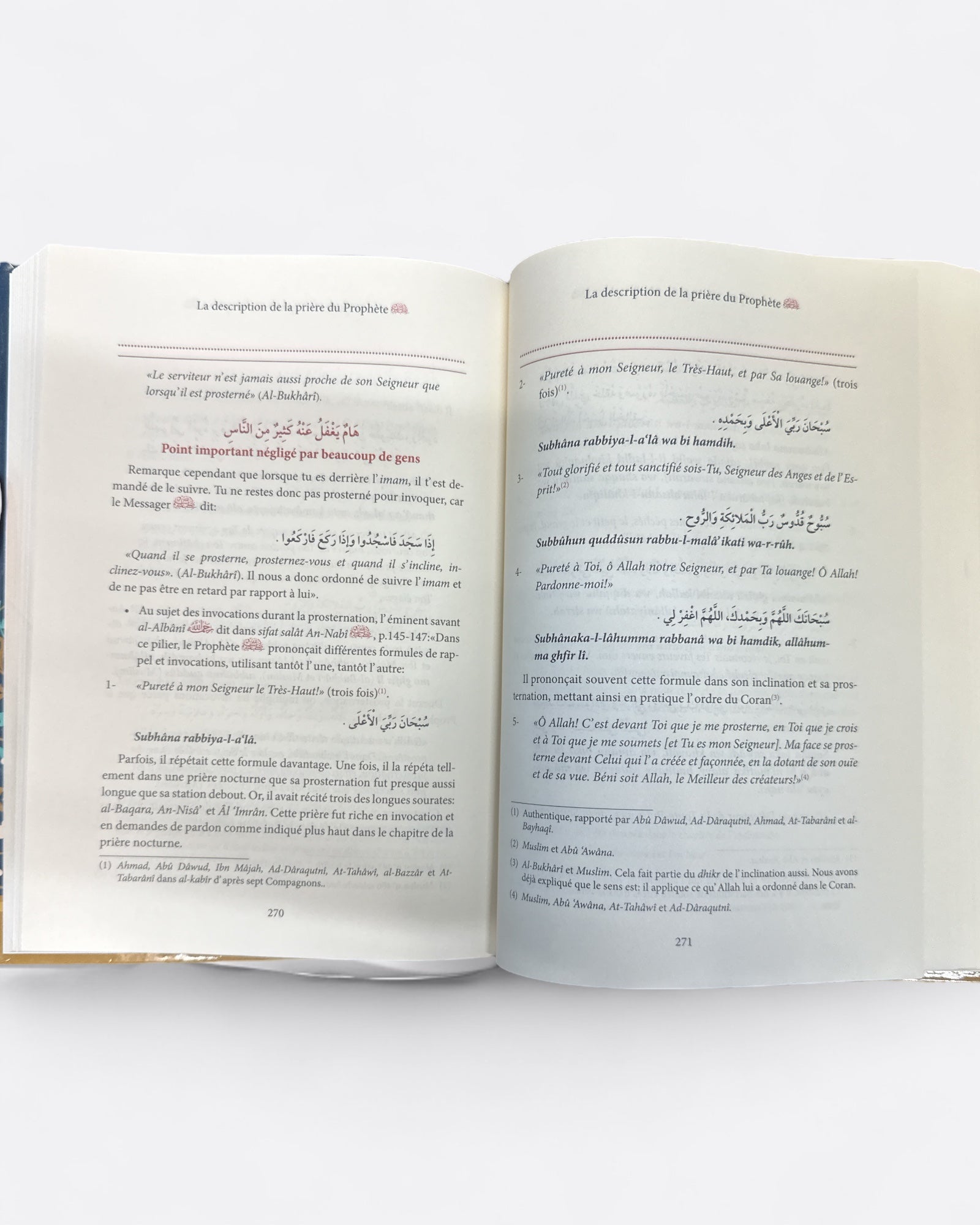 Extrait du livre - La description de la Prière du Prophète ﷺ - Cheikh Muqbil Ibn Hadi Al-Wadi'i - Edition Ibn Badis – accessoire utile pour les actes de dévotion