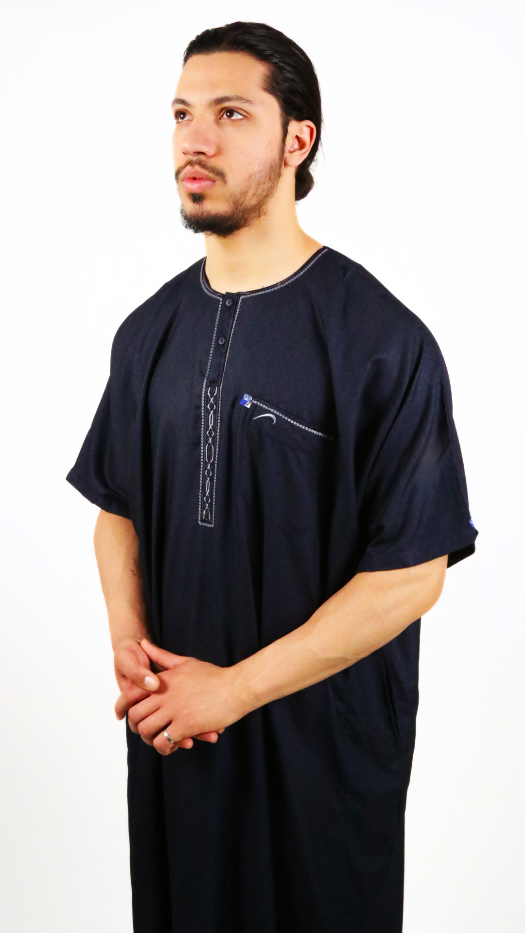 Qamis Ikaf tissu fin - manches courtes