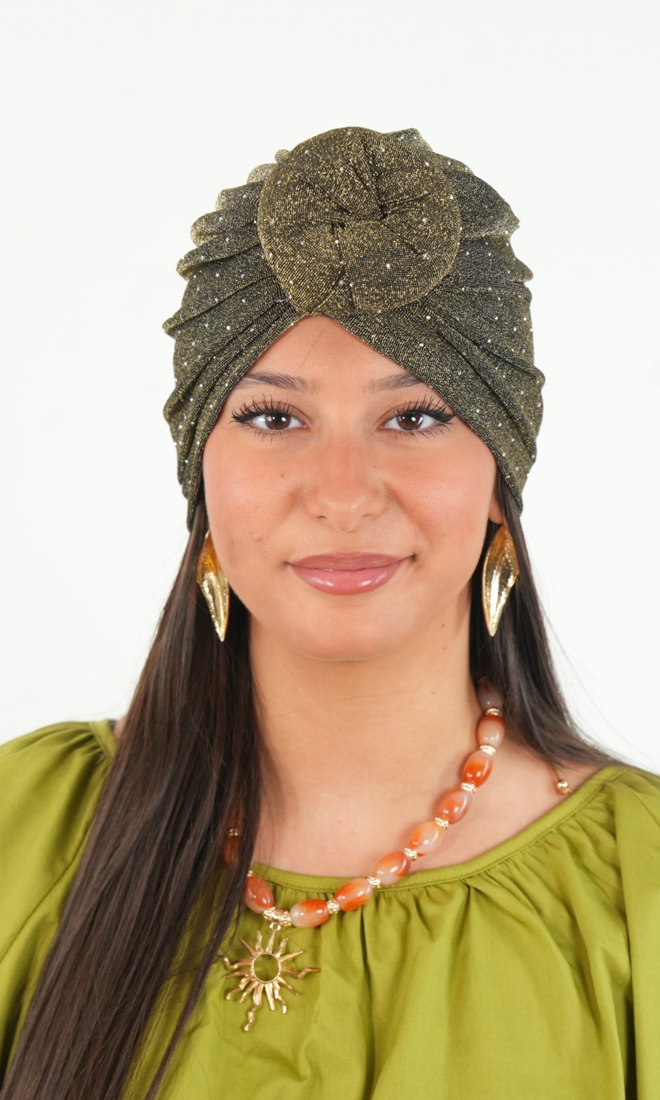 Bonnet style turban pailleté