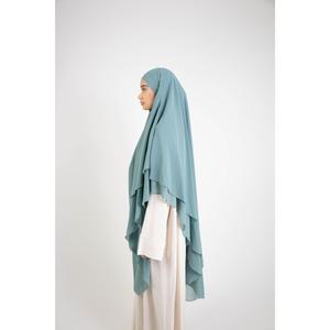 Khimar long et élégant mousseline 2 voiles