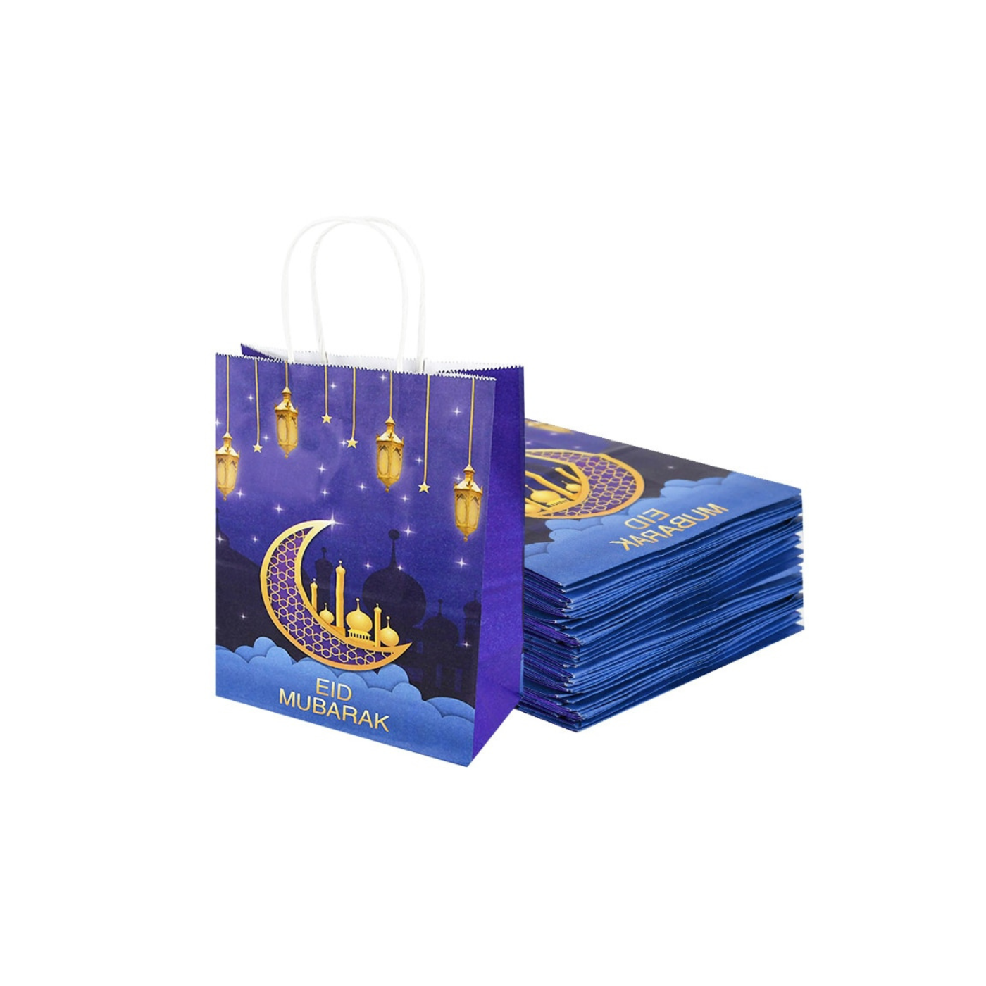 Sac bleu à motif "Eid Mubarak" – produit proposé sur Souk Dubaï