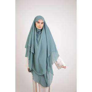 Khimar long et élégant mousseline 2 voiles