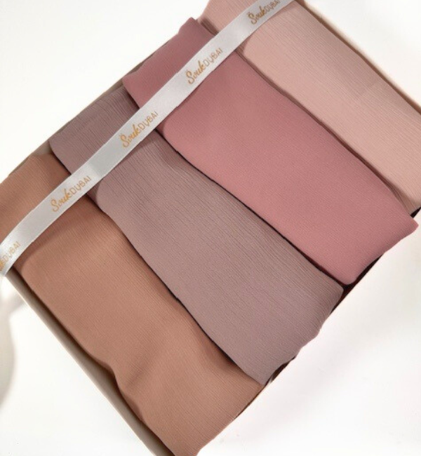 Box mousseline plissure fine Vieux rose – produit proposé sur Souk Dubaï