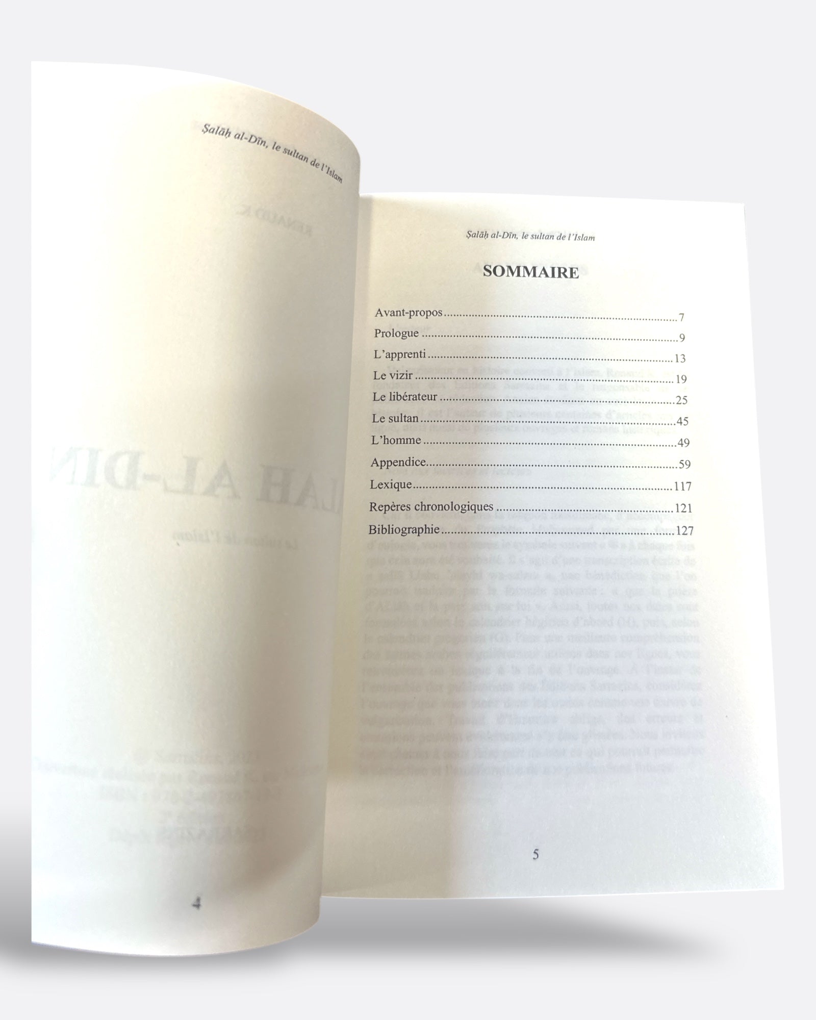 Sommaire - Salah Al-Din : Le Sultan de l'Islam - Renaud K. - Edition Sarrazins