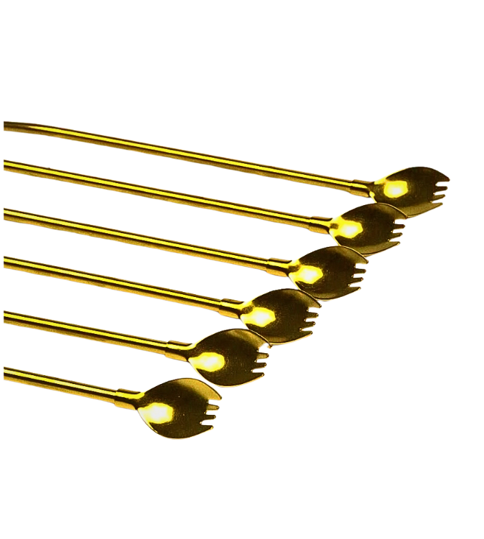 Lot de 6 couverts dorés à paille en acier – produit proposé sur Souk Dubaï
