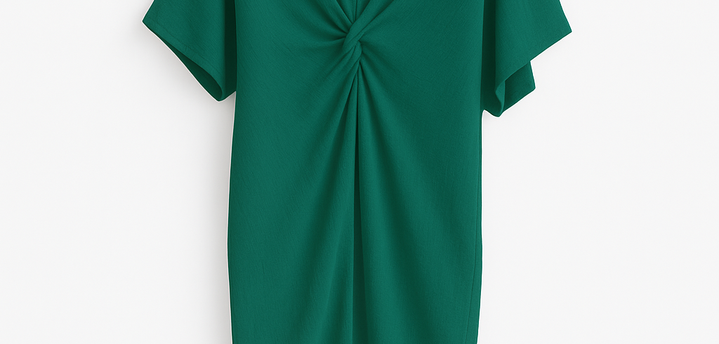 Robe d'été plissée - col V & manches courtes