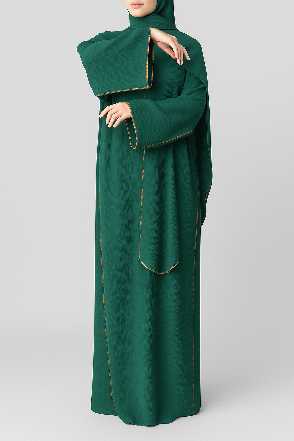 Abaya voile intégré avec détails en "or" | Enfant