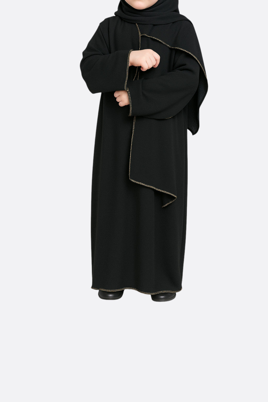 Abaya voile intégré avec détails en "or" | Enfant