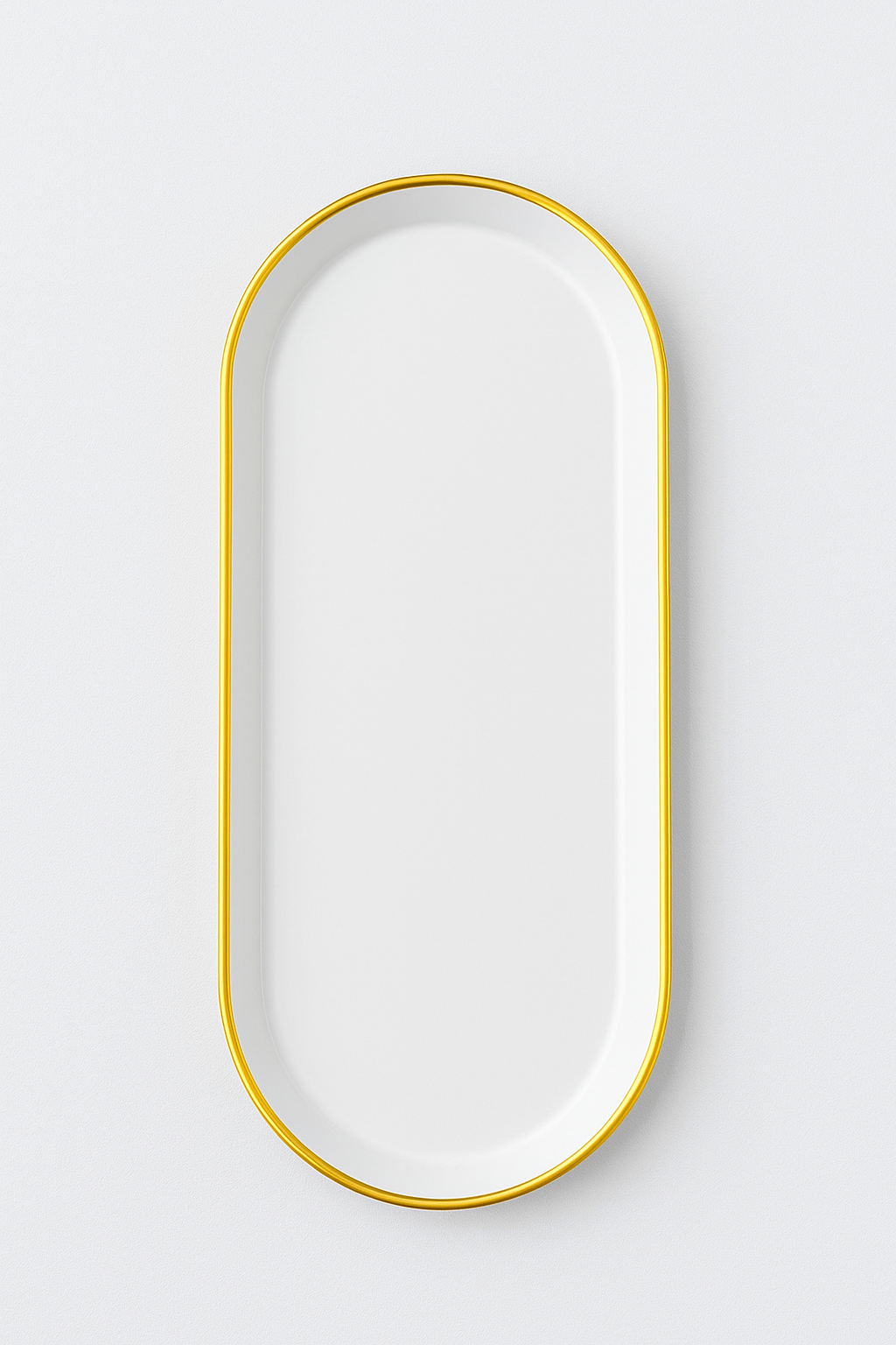 Plateau blanc ovale avec bordures dorées