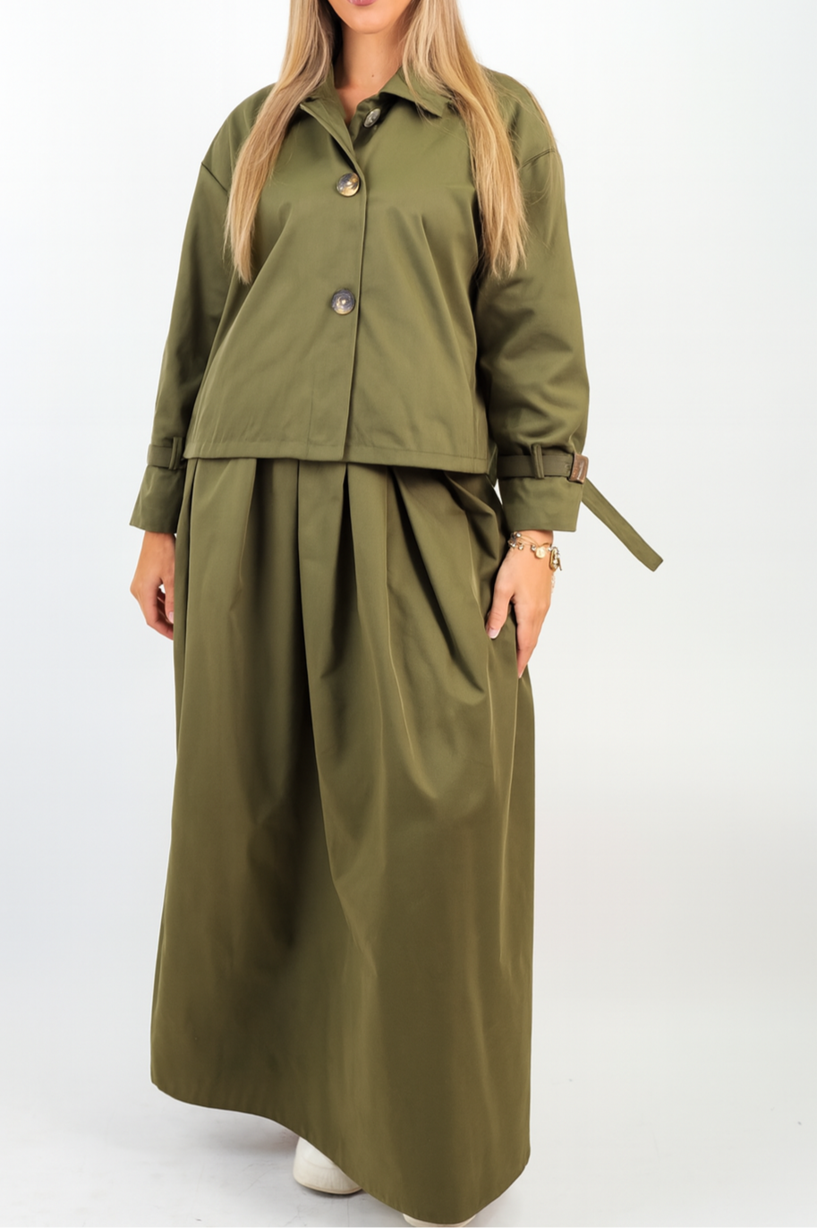 Ensemble imperméable jupe et veste courte