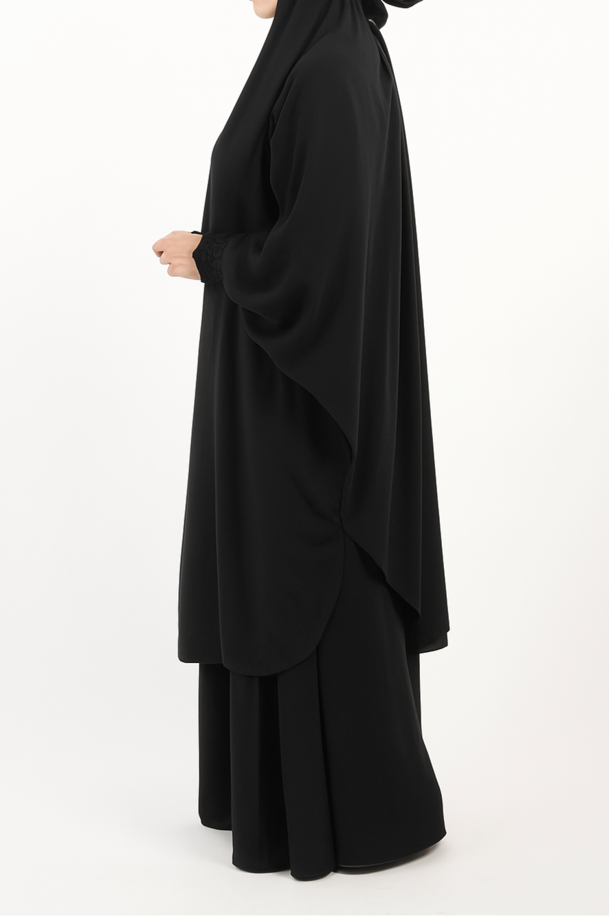 Jilbab jupe 2 pièces avec manches élastiques