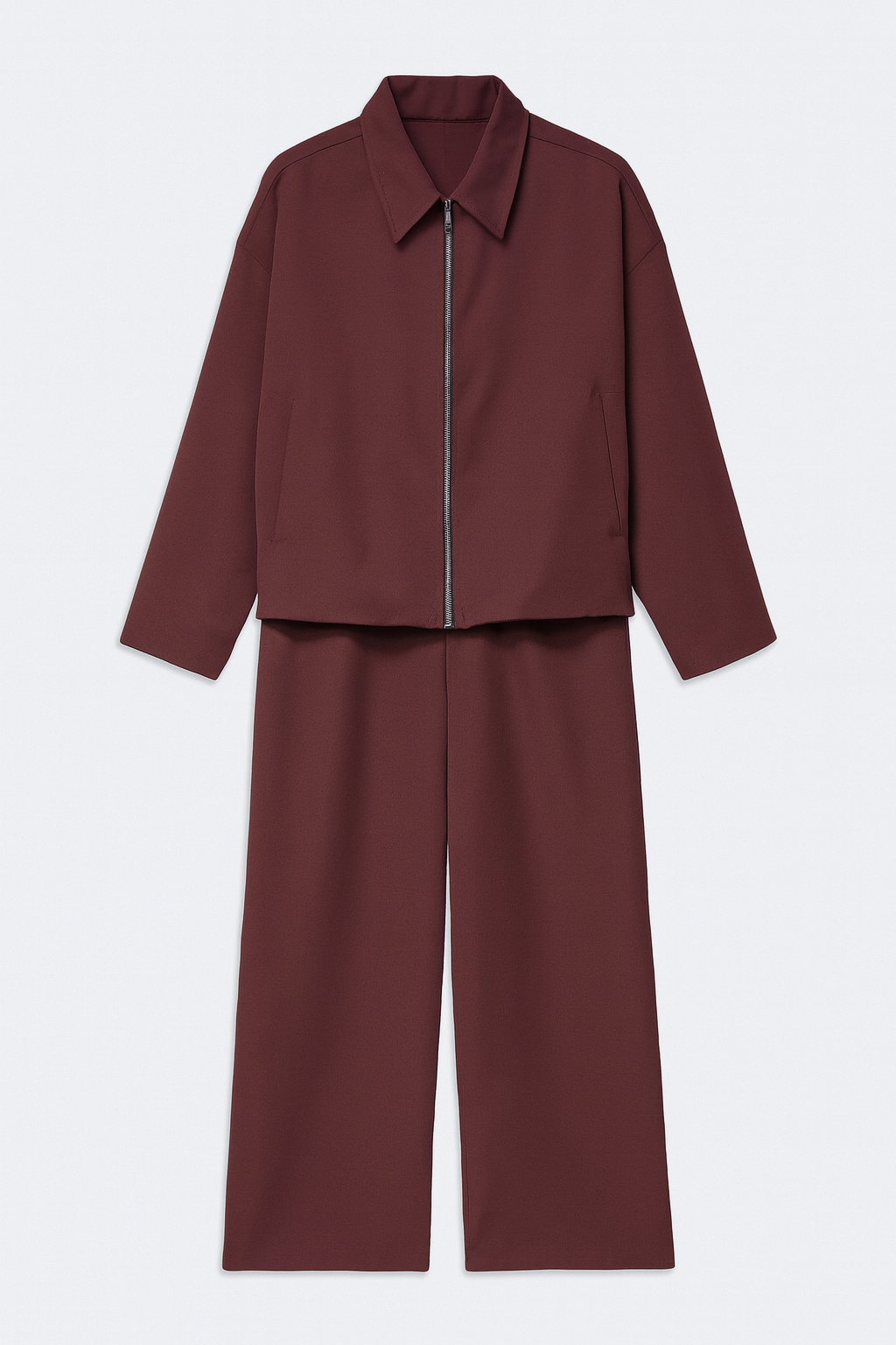 Ensemble pantalon droit et veste zippée