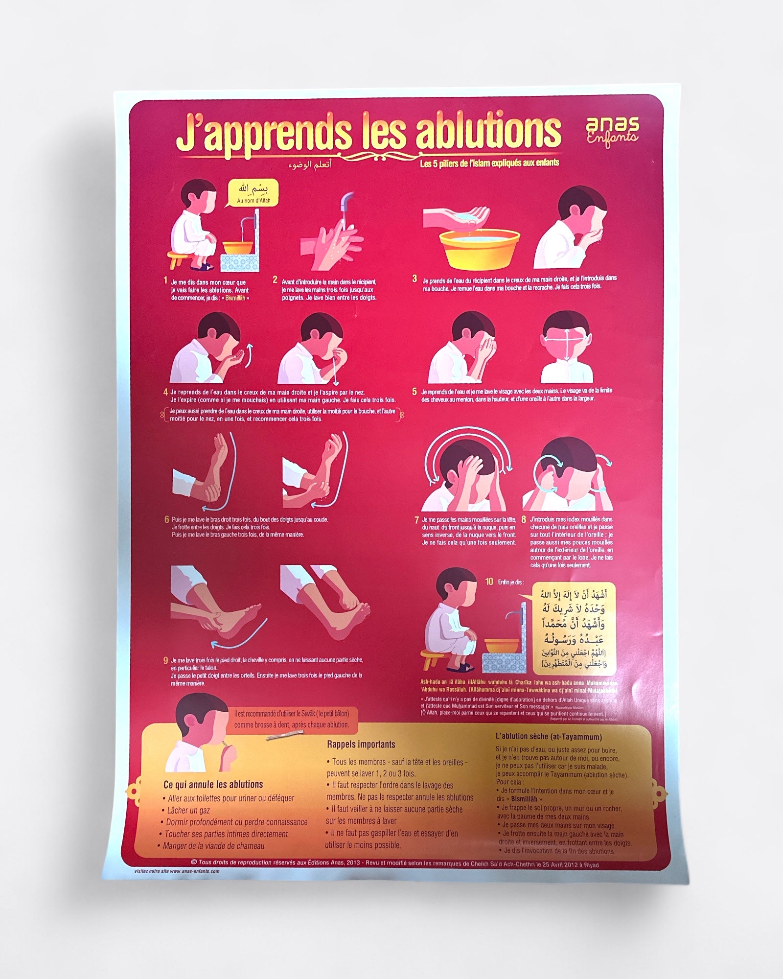 Affiche "J'apprends les ablutions" (Garçon)