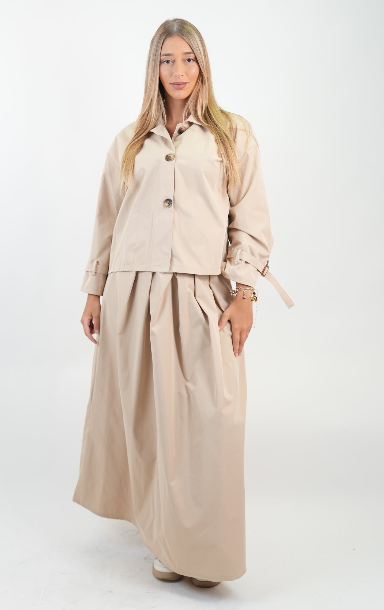 Ensemble imperméable jupe et veste courte