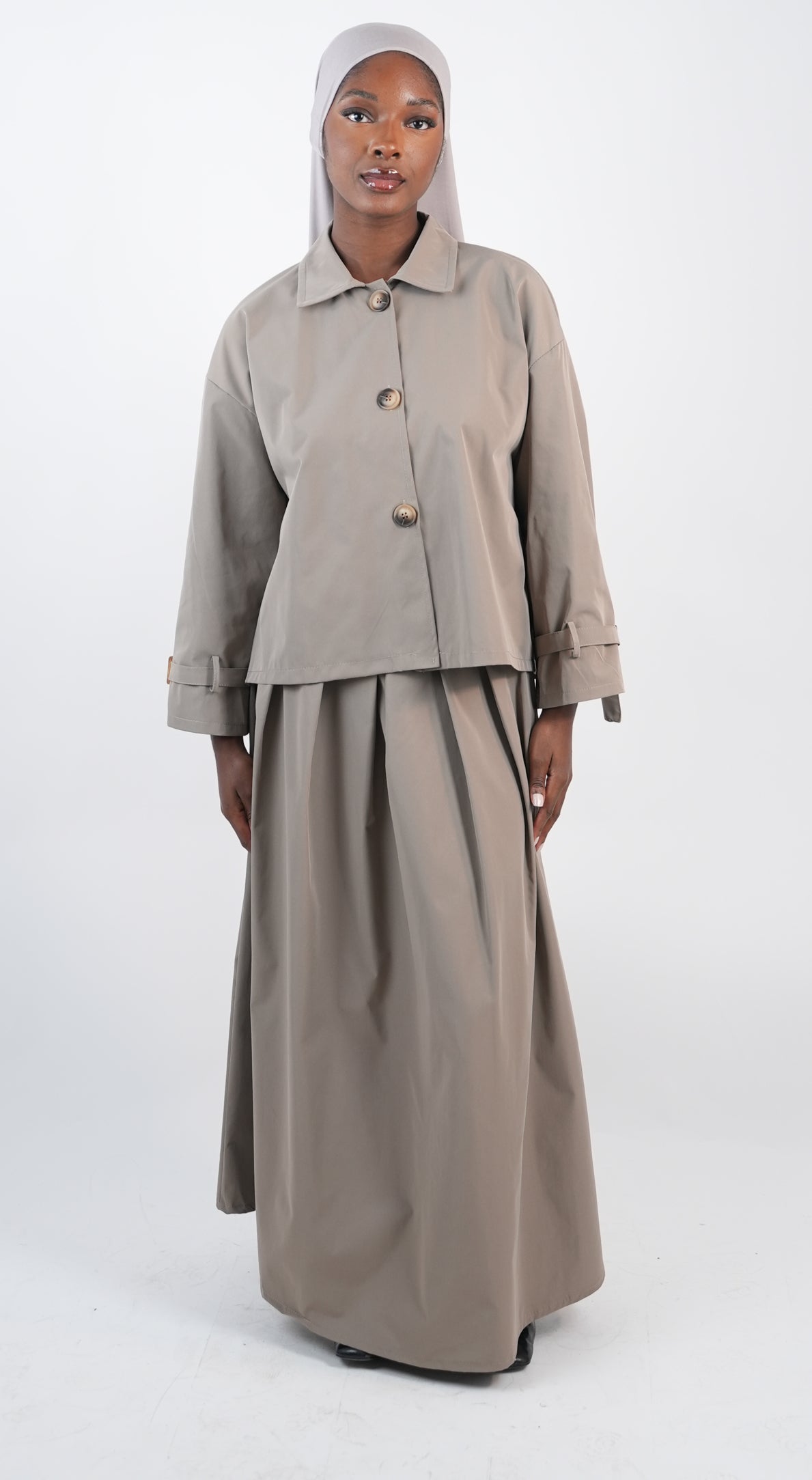 Ensemble imperméable jupe et veste courte