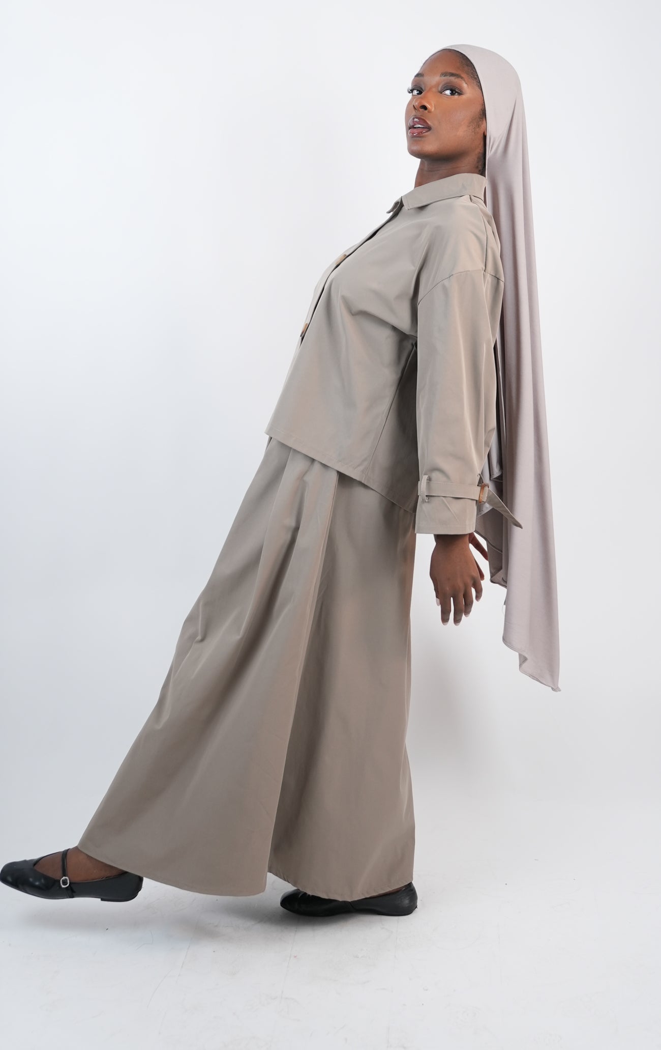 Ensemble imperméable jupe et veste courte