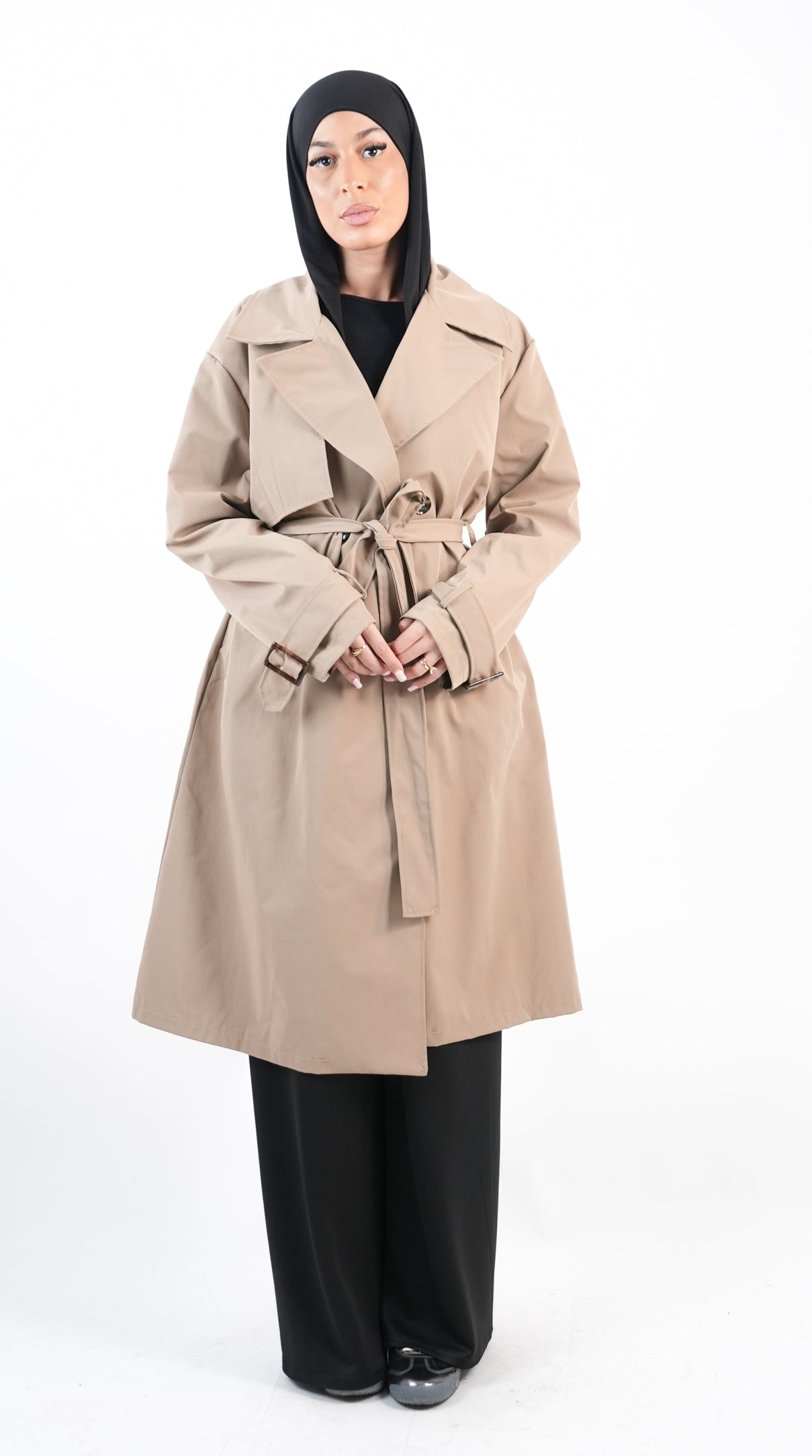 Trench long avec ceinture amovible