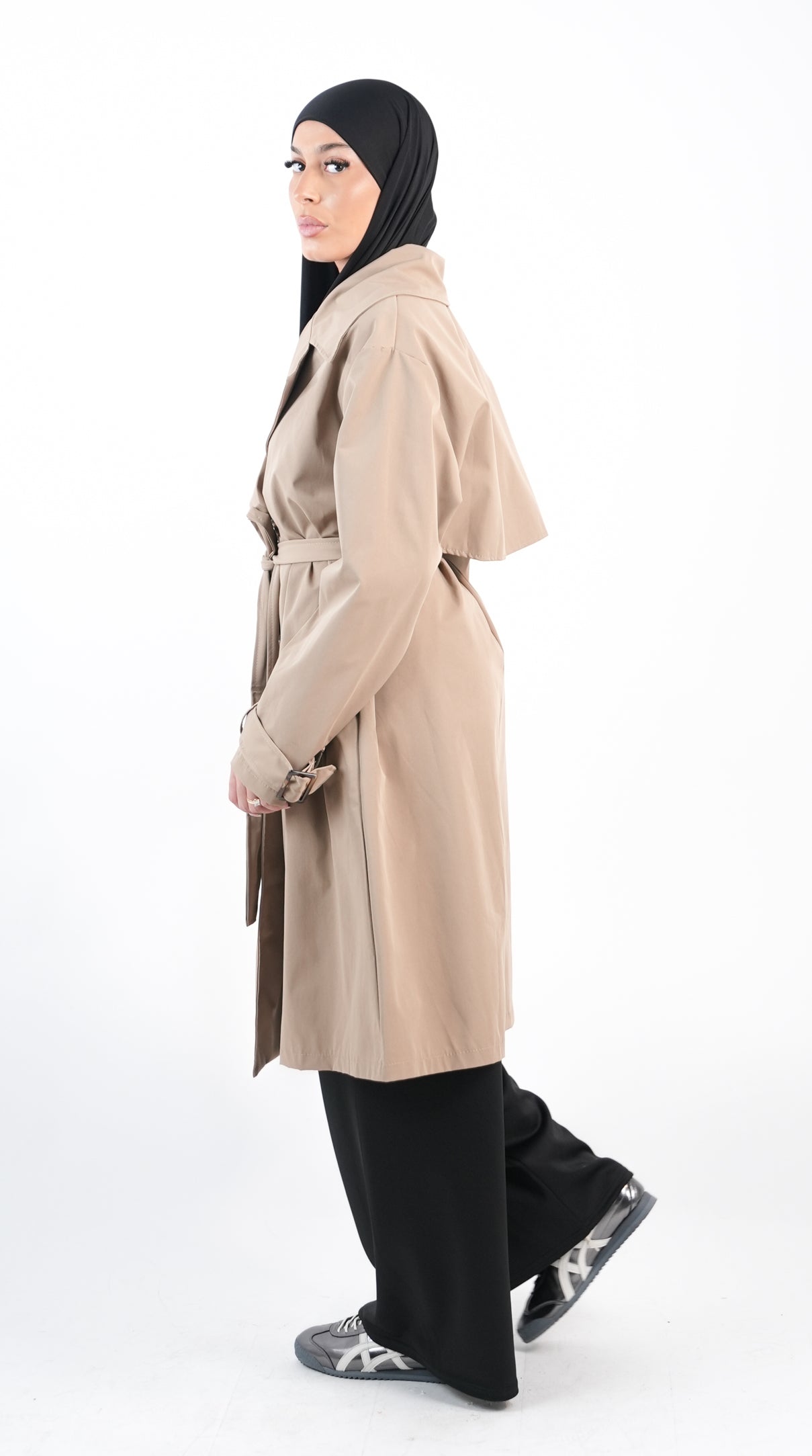 Trench long avec ceinture amovible