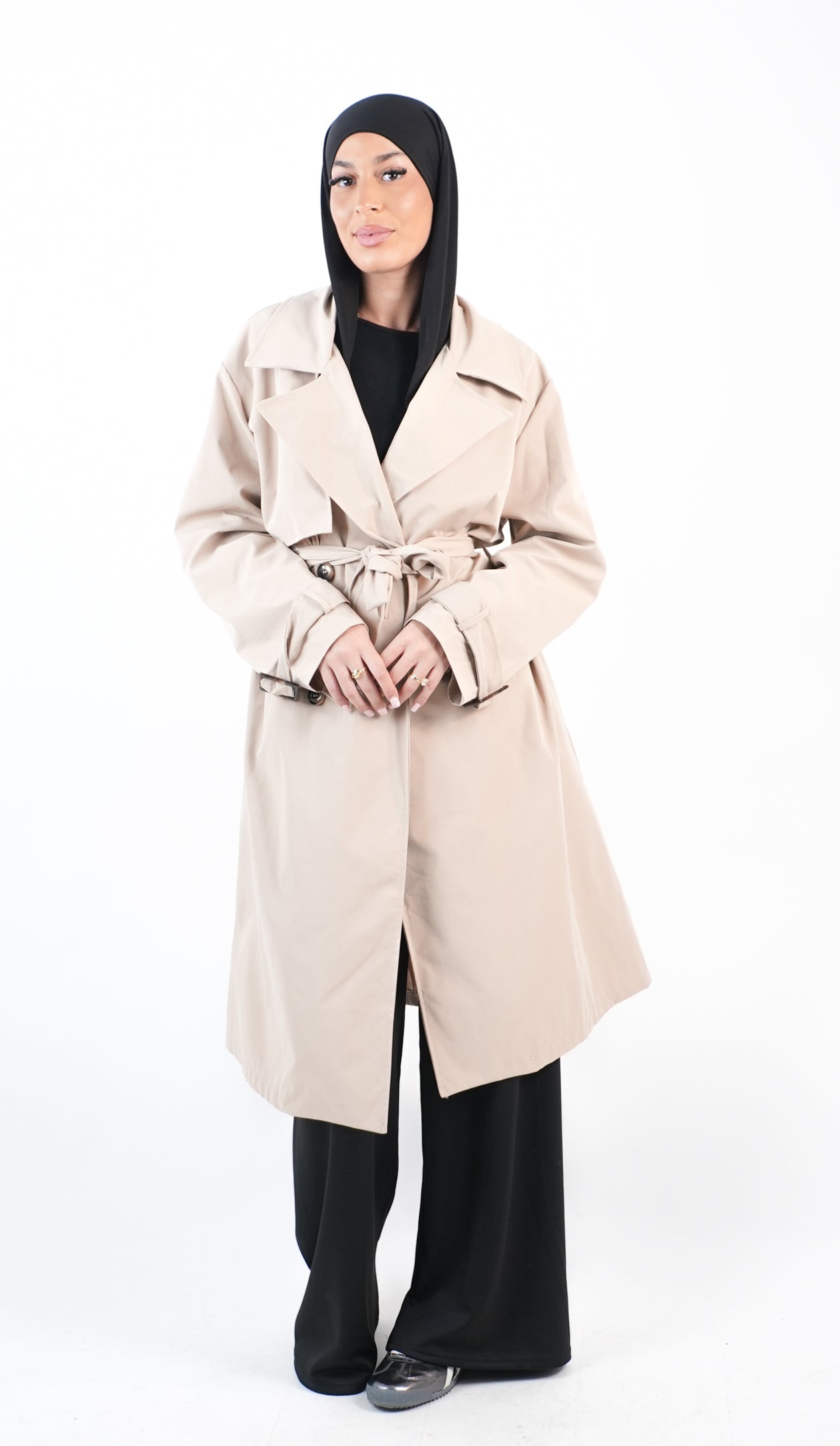 Trench long avec ceinture amovible