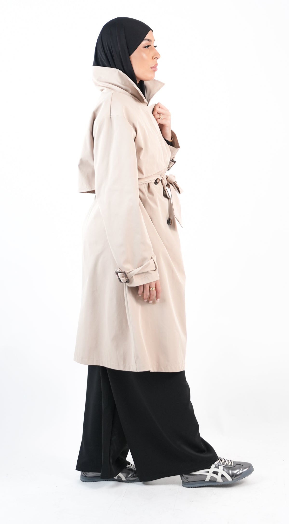 Trench long avec ceinture amovible