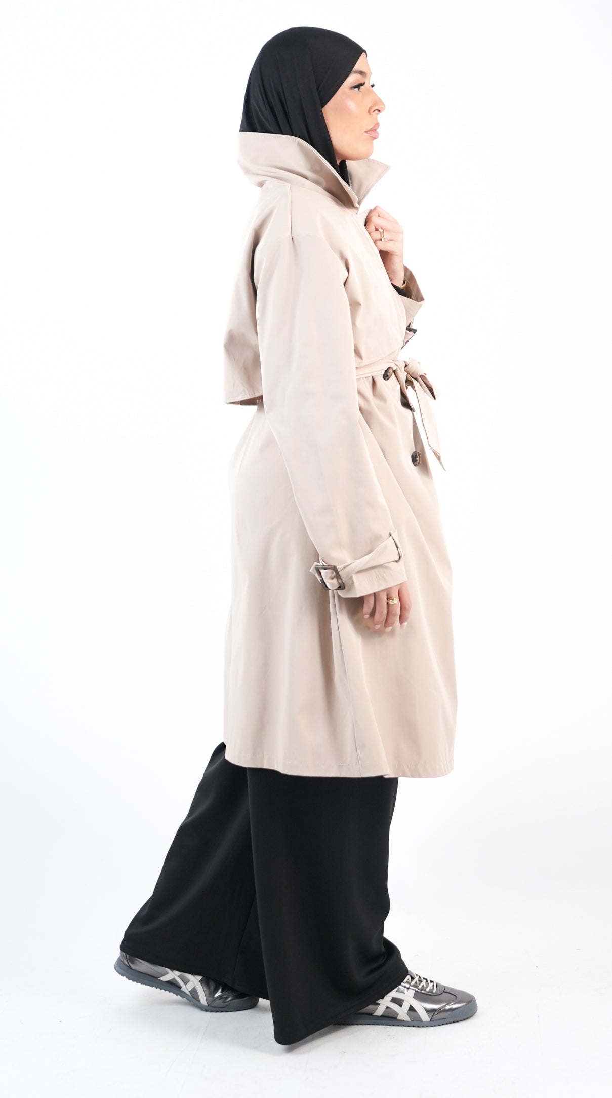 Trench long avec ceinture amovible