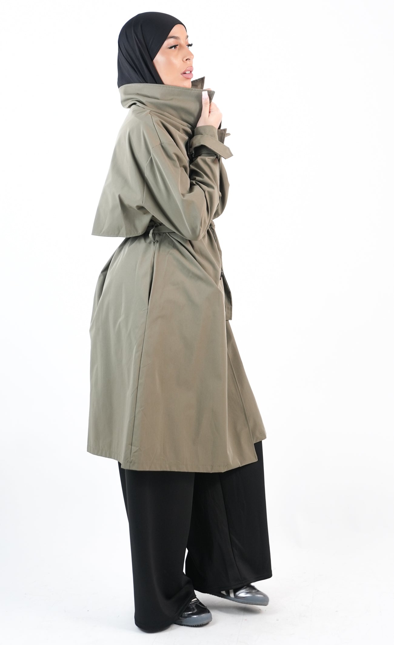 Trench long avec ceinture amovible