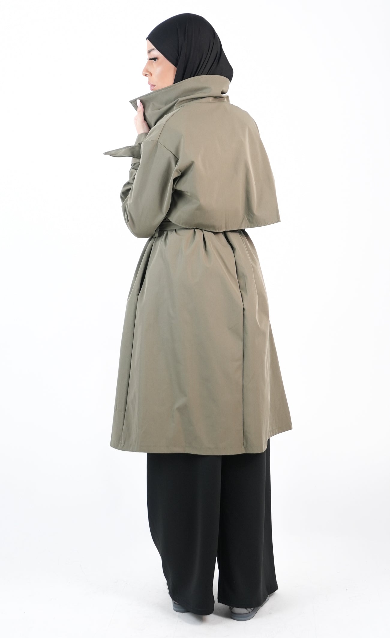 Trench long avec ceinture amovible