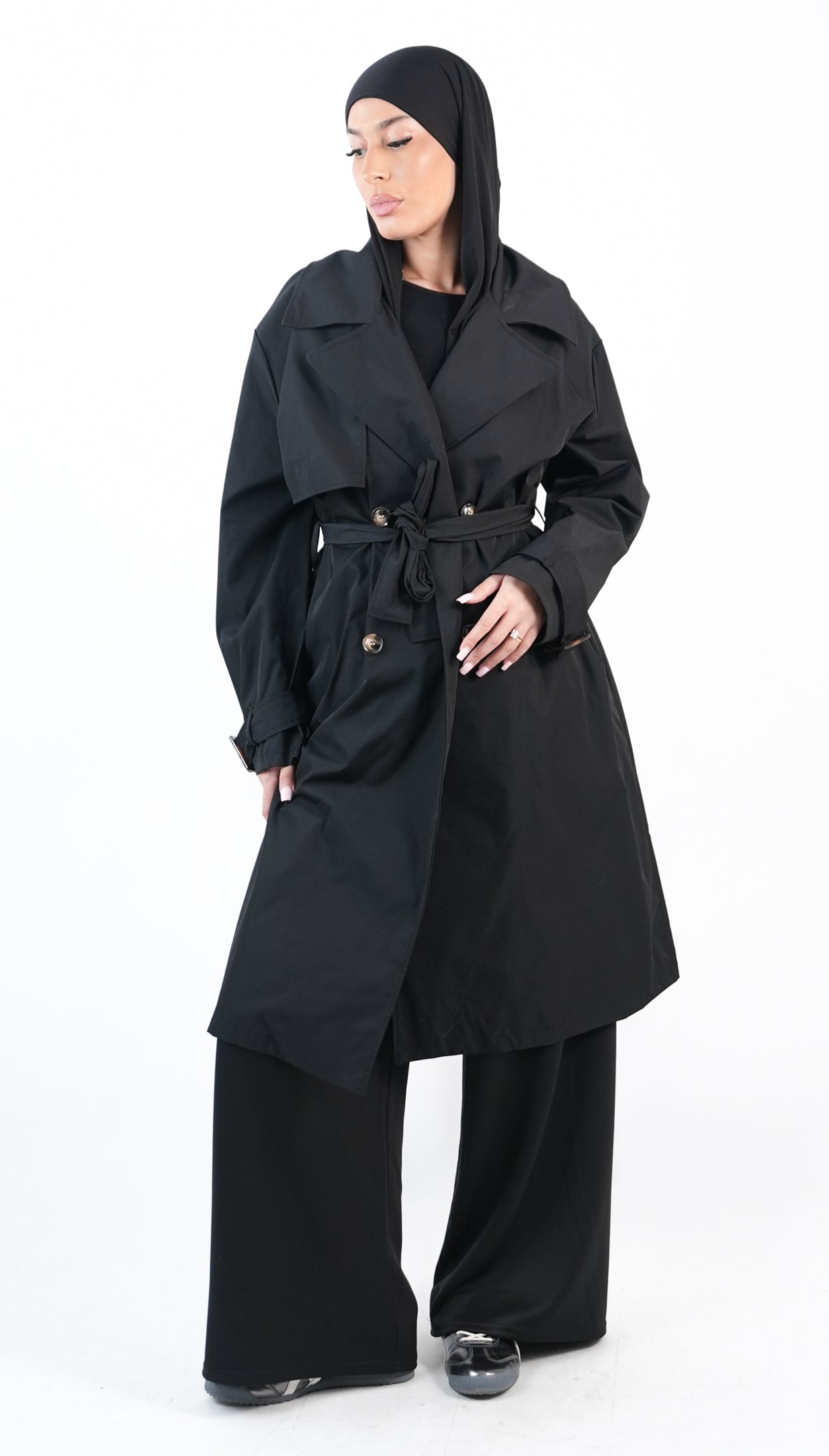 Trench long avec ceinture amovible