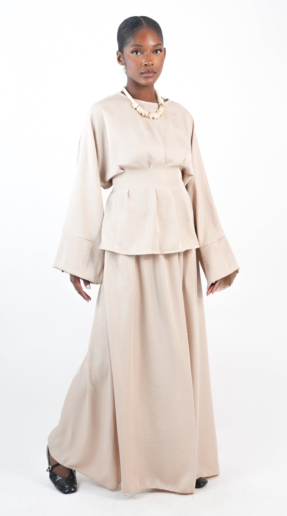 Ensemble femme jupe et haut cintré avec liens à nouer