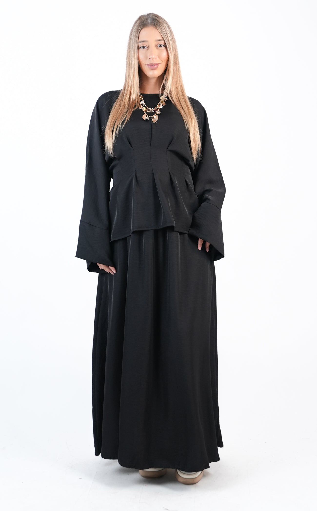 Ensemble femme jupe et haut cintré avec liens à nouer