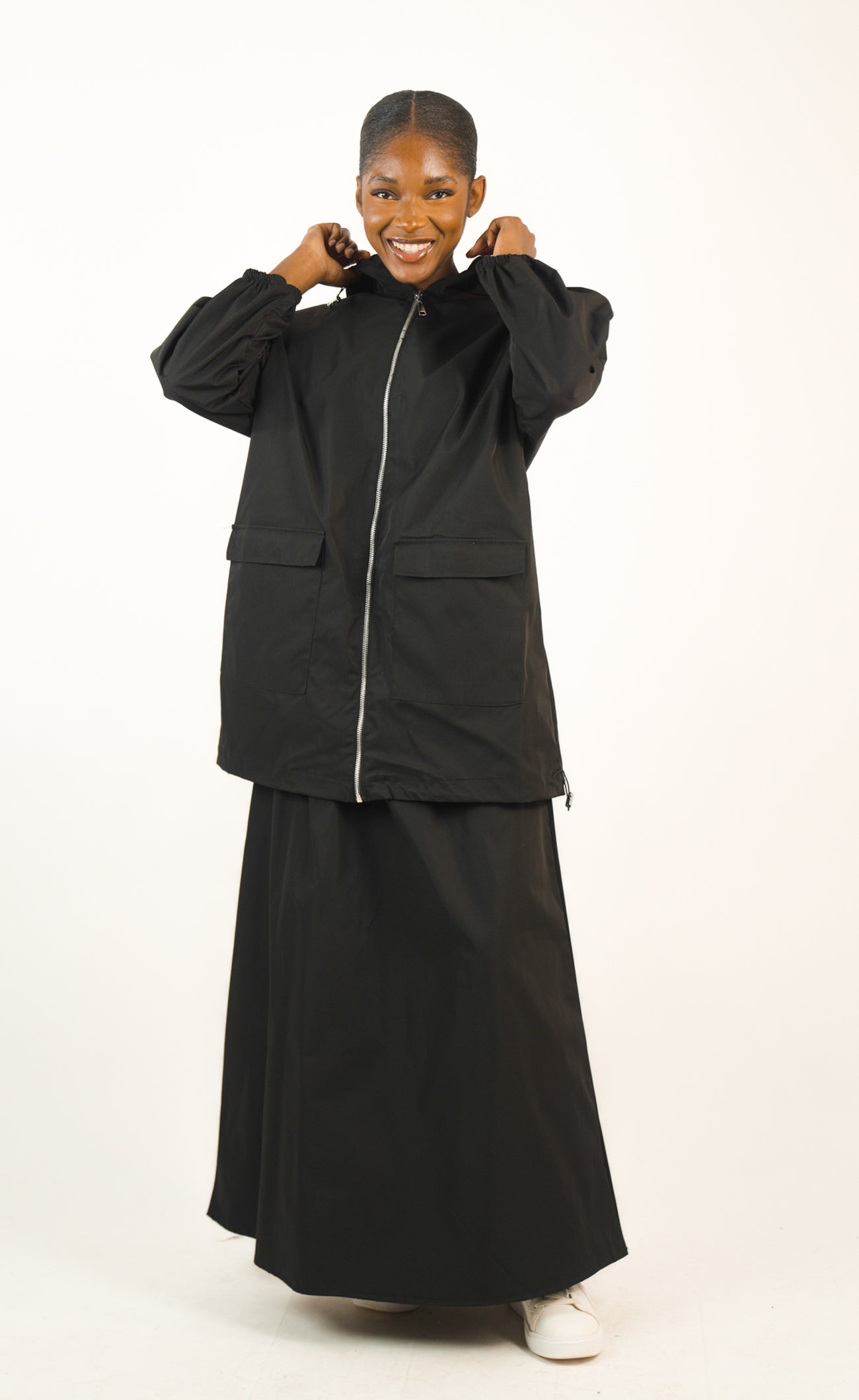 Ensemble parka avec capuche et jupe