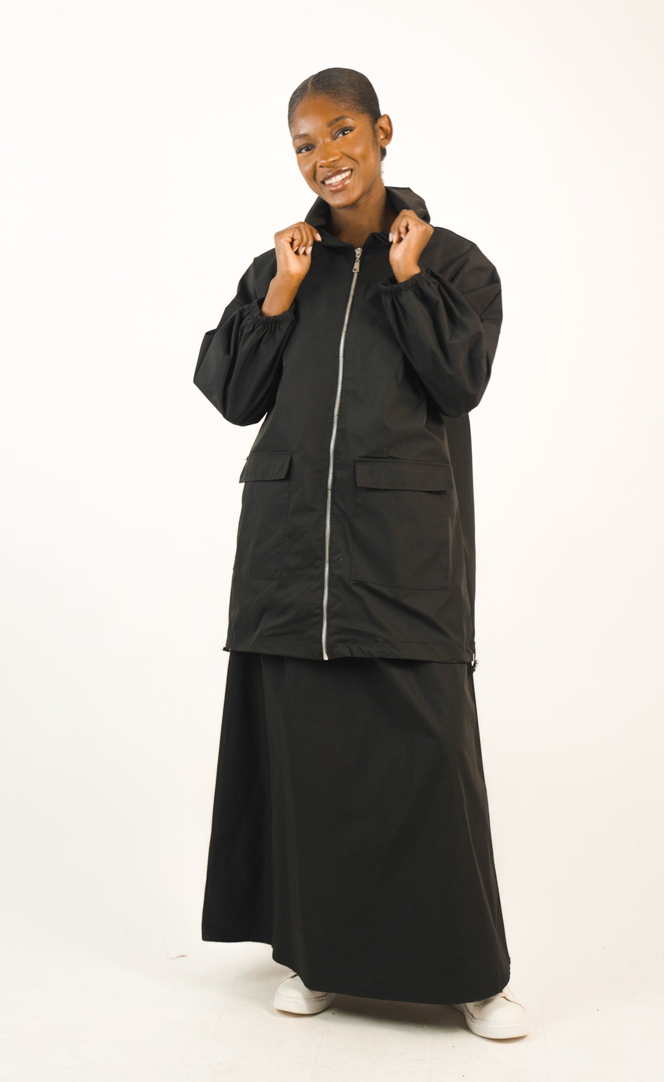 Ensemble parka avec capuche et jupe