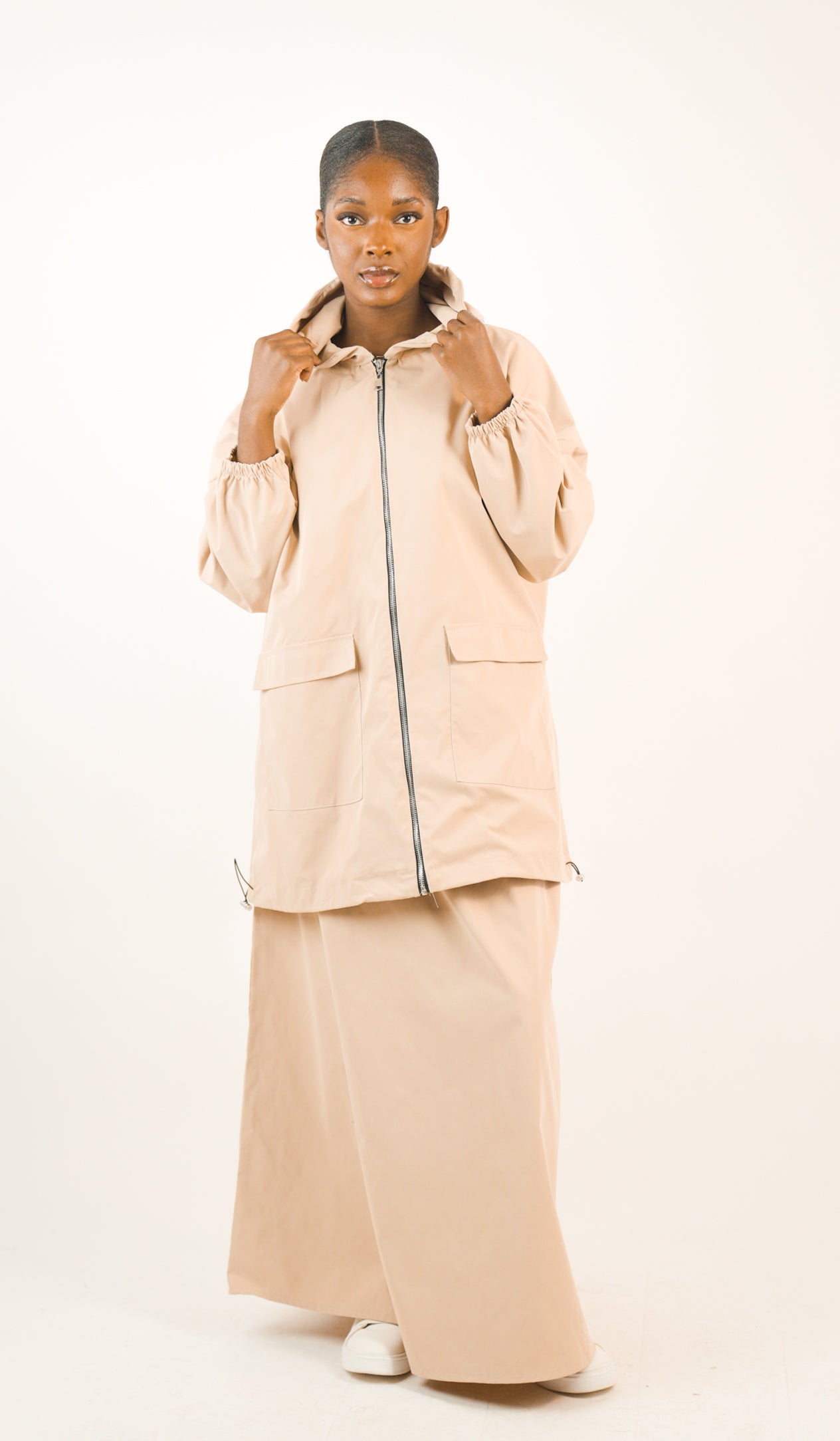 Ensemble parka avec capuche et jupe