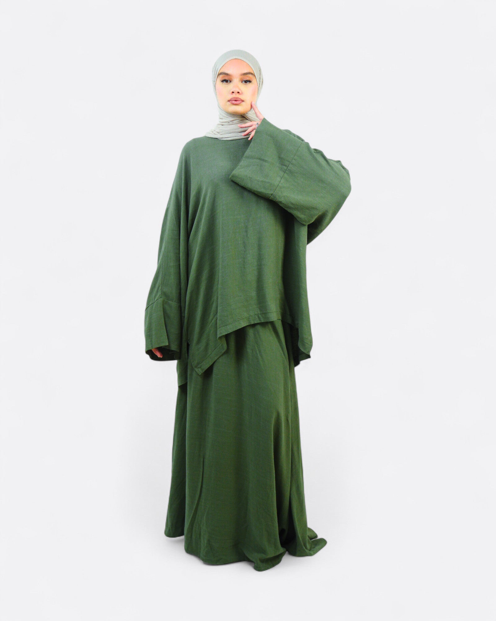 Ensemble jupe et tunique tendance effet lin