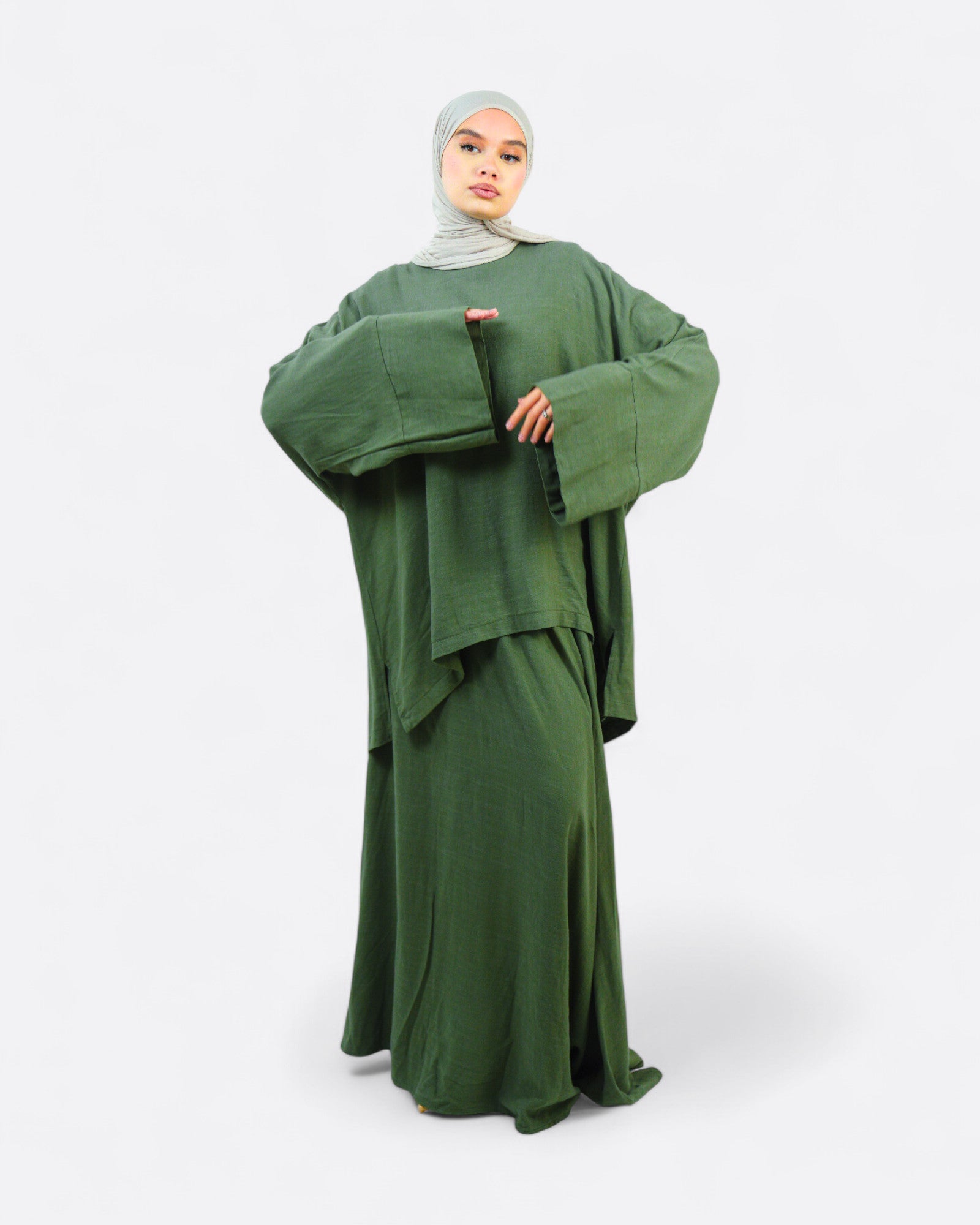 Ensemble jupe et tunique tendance effet lin