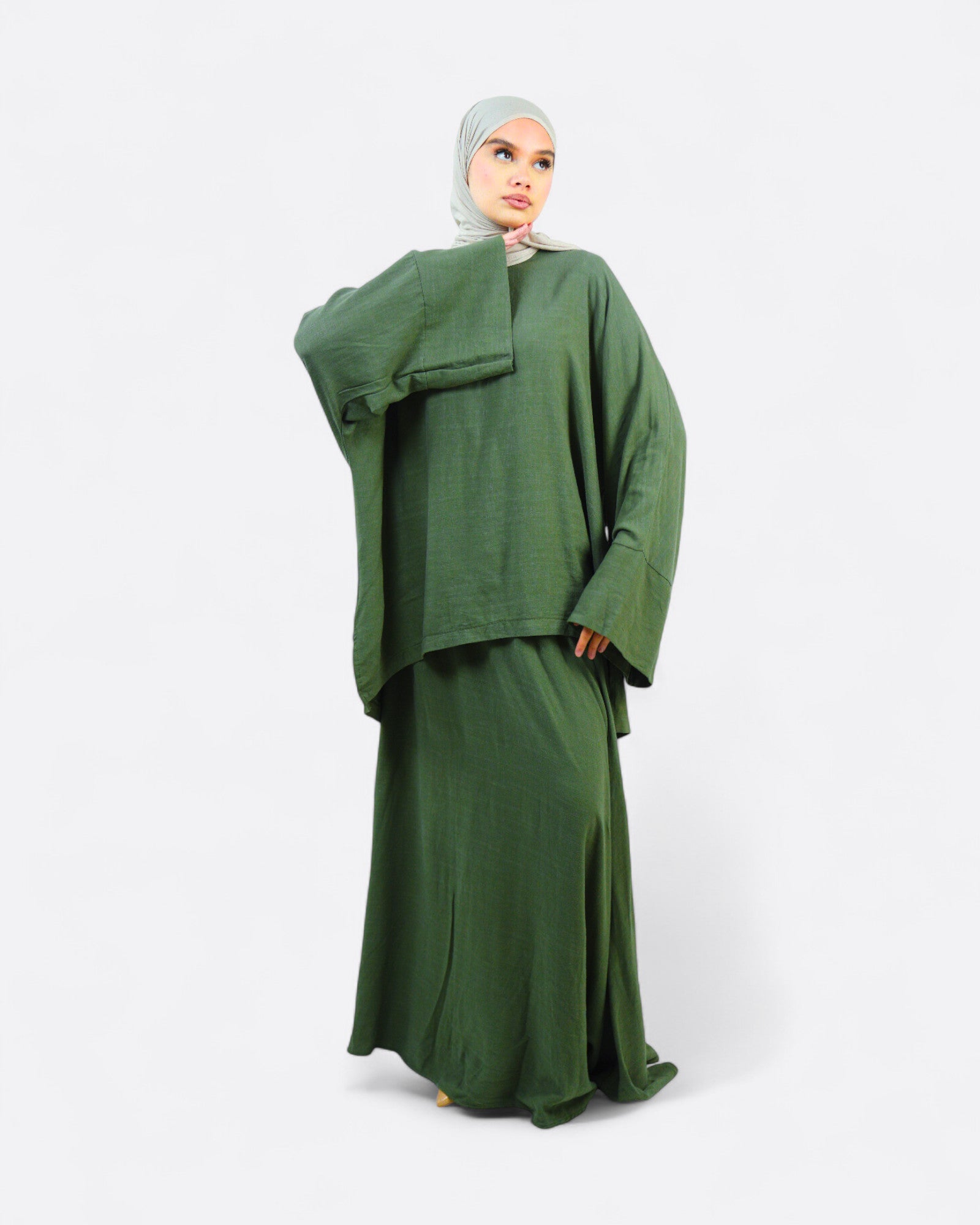 Ensemble jupe et tunique tendance effet lin